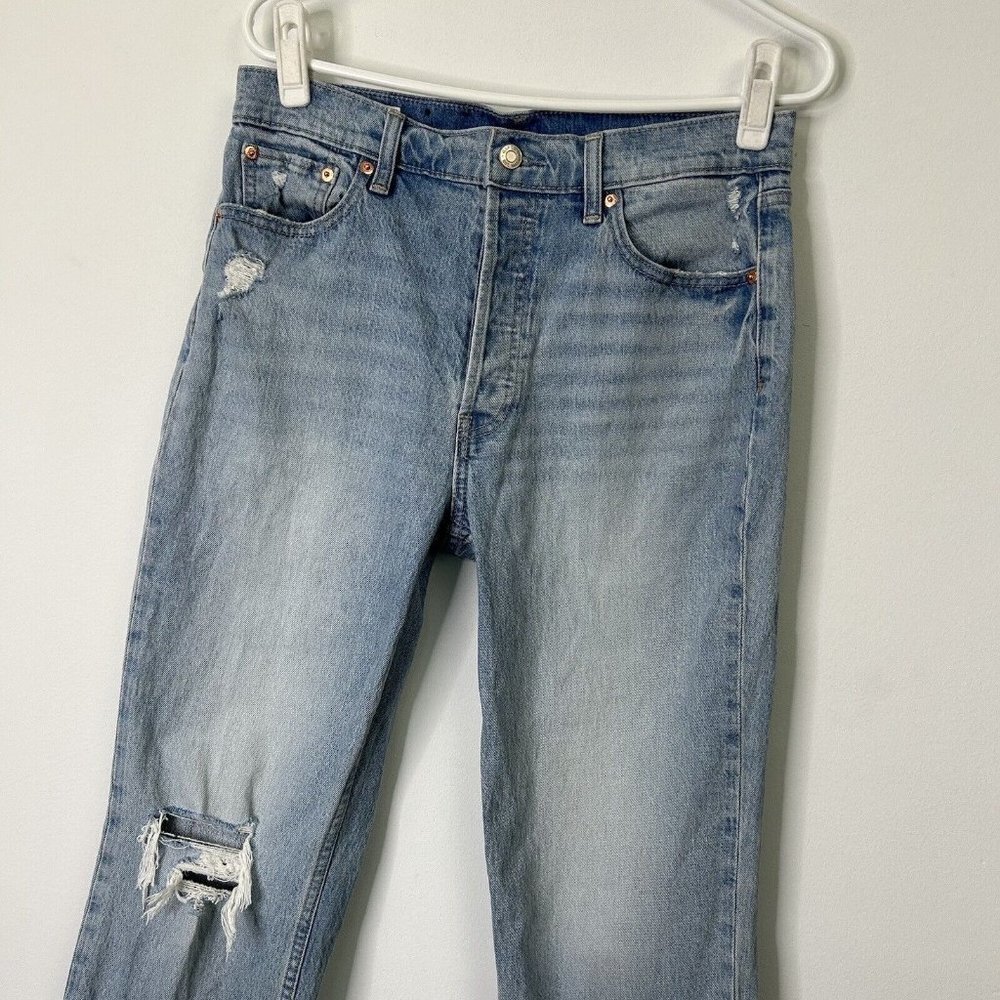 Gap Cheeky Straight High Rise Jeans Womens Size 29 Ankle Distressed Button Fly - Picture 2 of 10